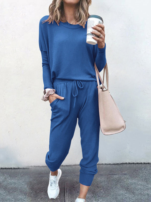 Loose solid color long sleeve suit comfortable home suit BLUE ZONE PLANET