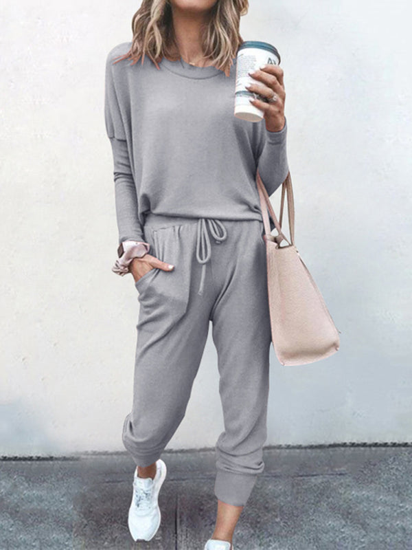 Loose solid color long sleeve suit comfortable home suit BLUE ZONE PLANET