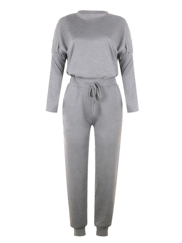 Loose solid color long sleeve suit comfortable home suit BLUE ZONE PLANET
