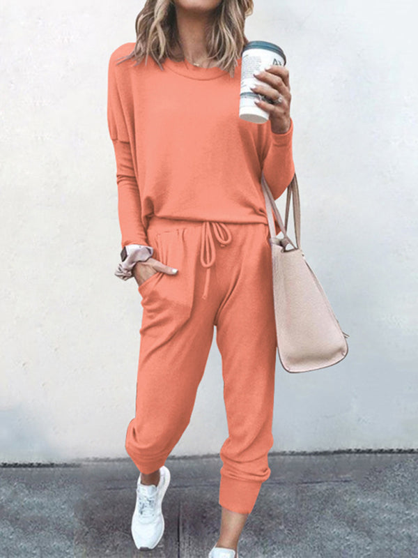 Loose solid color long sleeve suit comfortable home suit BLUE ZONE PLANET
