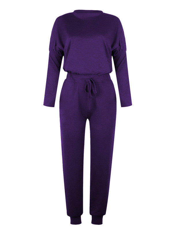Loose solid color long sleeve suit comfortable home suit BLUE ZONE PLANET