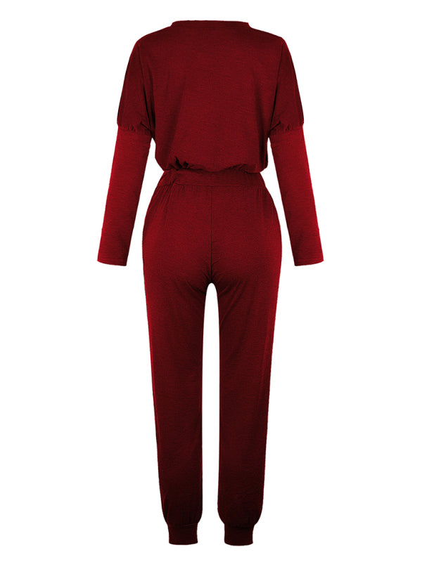 Loose solid color long sleeve suit comfortable home suit BLUE ZONE PLANET