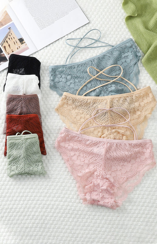 Women's Lace Cross Strap Comfortable Briefs-[Adult]-[Female]-2022 Online Blue Zone Planet