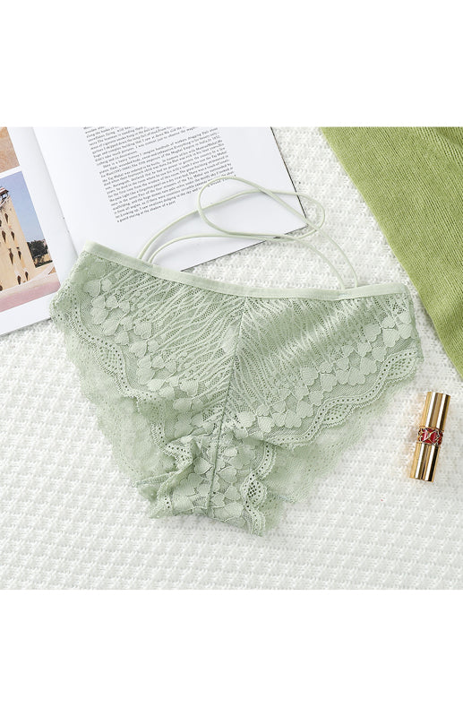 Women's Lace Cross Strap Comfortable Briefs-[Adult]-[Female]-Pale green-S-2022 Online Blue Zone Planet