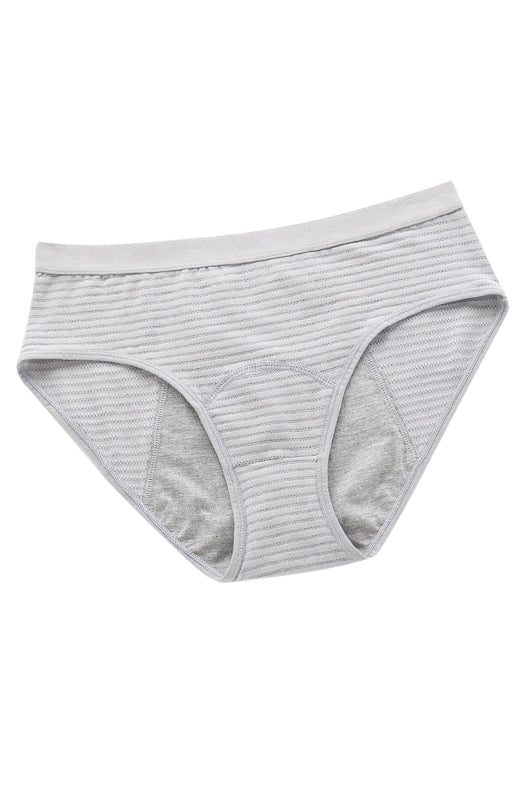 Women Breathable Striped Cotton Panties-[Adult]-[Female]-Grey-XS-2022 Online Blue Zone Planet