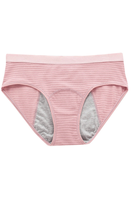 Women Breathable Striped Cotton Panties-[Adult]-[Female]-Lotus root Pink-XS-2022 Online Blue Zone Planet