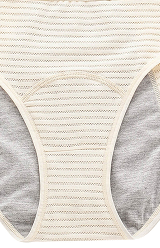 Women Breathable Striped Cotton Panties-[Adult]-[Female]-2022 Online Blue Zone Planet