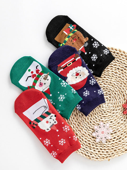 Festive Christmas Holiday Knit Pattern Cotton Socks-SOCKS-[Adult]-[Female]-Pattern-One size-2022 Online Blue Zone Planet