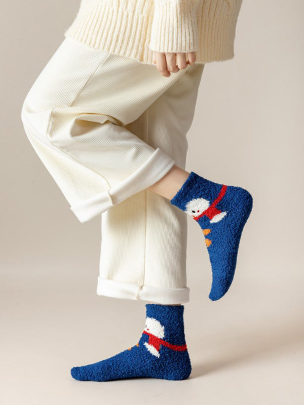 Christmas Coral Fleece Warm Sleep Socks-[Adult]-[Female]-Blue-One size-2022 Online Blue Zone Planet