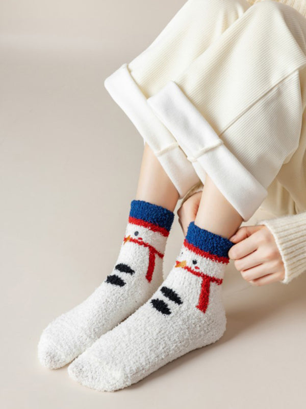 Christmas Coral Fleece Warm Sleep Socks-[Adult]-[Female]-Raw white off white-One size-2022 Online Blue Zone Planet