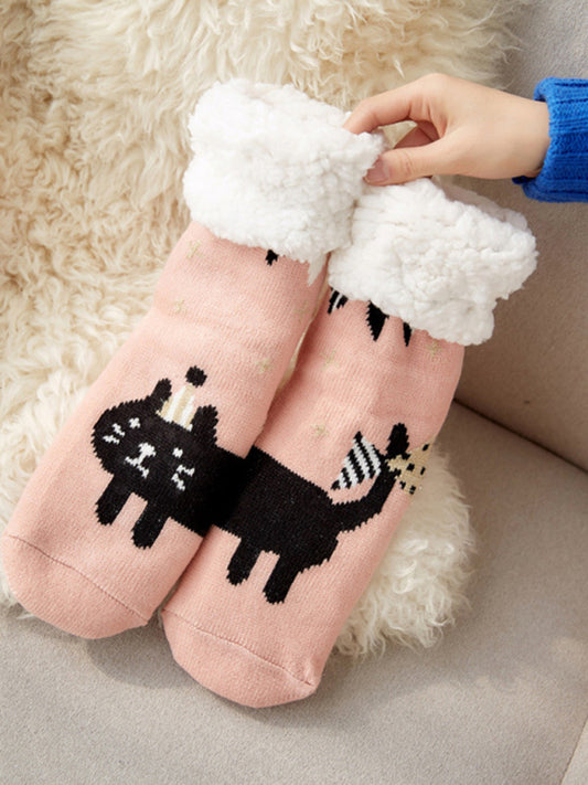 Festive Halloween Knit Patterned Soft Cotton Socks-SOCKS-[Adult]-[Female]-Pink-One size-2022 Online Blue Zone Planet
