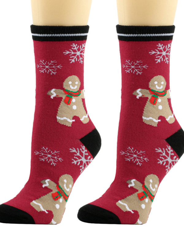 Women's Christmas Flower Snowflake Socks-[Adult]-[Female]-2022 Online Blue Zone Planet