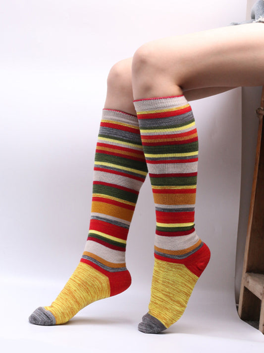 Women's Colorful Flower Christmas Stockings-[Adult]-[Female]-Yellow-One size-2022 Online Blue Zone Planet