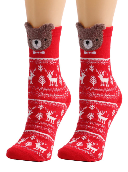 Blue Zone Planet | Women Festive Animal Knit Christmas Socks-TOPS / DRESSES-[Adult]-[Female]-Pattern2-One size-2022 Online Blue Zone Planet