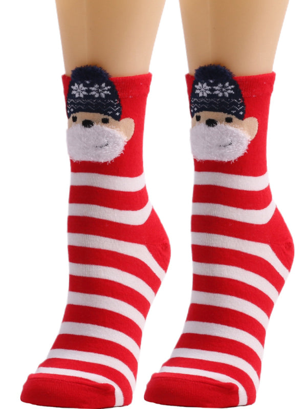 Blue Zone Planet | Festive Stripe Santa Christmas Socks-TOPS / DRESSES-[Adult]-[Female]-Red-One size-2022 Online Blue Zone Planet