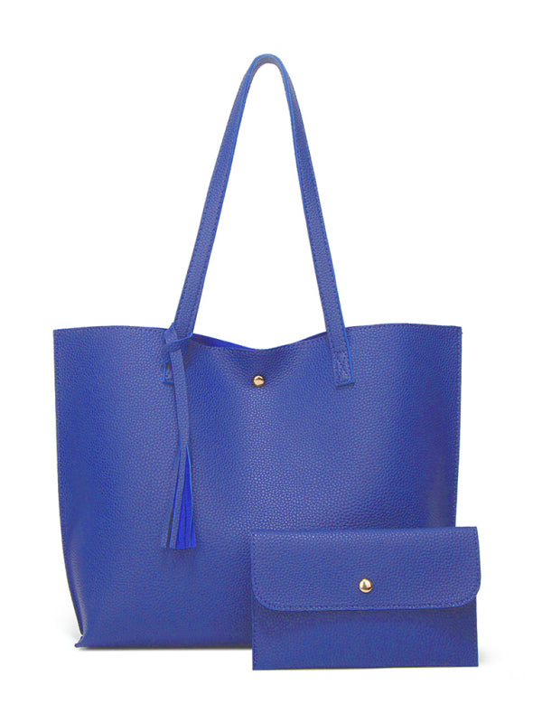 Blue Zone Planet |  Tassel Zip Bag Large Capacity Shoulder Tote Bag BLUE ZONE PLANET