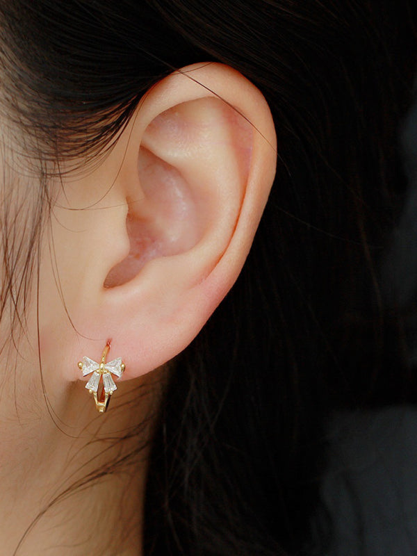 Blue Zone Planet | Exquisite and Cute Bow Heart Shape Earrings-Earrings-[Adult]-[Female]-Golden yellow-FREESIZE-2022 Online Blue Zone Planet