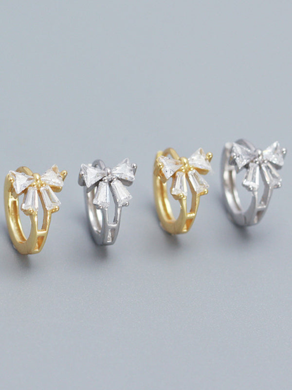 Blue Zone Planet | Exquisite and Cute Bow Heart Shape Earrings-Earrings-[Adult]-[Female]-2022 Online Blue Zone Planet