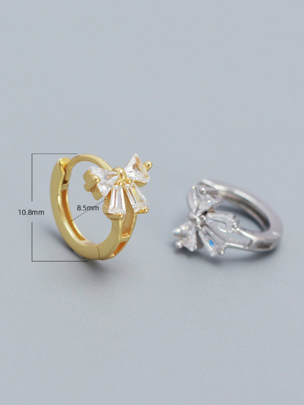 Blue Zone Planet | Exquisite and Cute Bow Heart Shape Earrings-Earrings-[Adult]-[Female]-2022 Online Blue Zone Planet