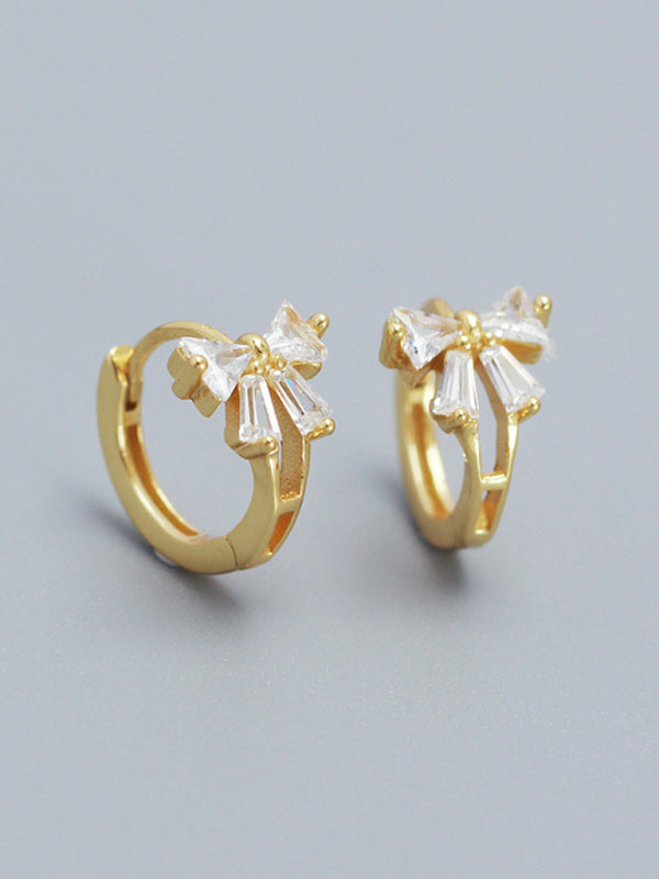 Blue Zone Planet | Exquisite and Cute Bow Heart Shape Earrings-Earrings-[Adult]-[Female]-2022 Online Blue Zone Planet
