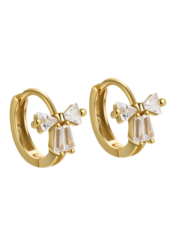 Blue Zone Planet | Exquisite and Cute Bow Heart Shape Earrings-Earrings-[Adult]-[Female]-2022 Online Blue Zone Planet