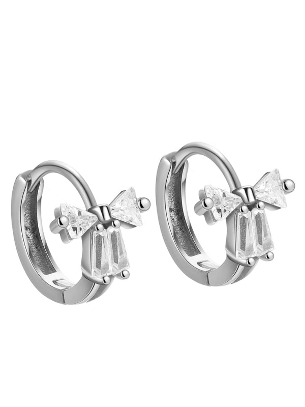 Blue Zone Planet | Exquisite and Cute Bow Heart Shape Earrings-Earrings-[Adult]-[Female]-2022 Online Blue Zone Planet