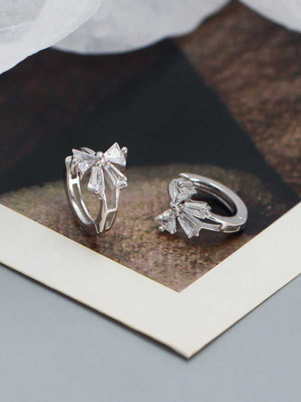 Blue Zone Planet | Exquisite and Cute Bow Heart Shape Earrings-Earrings-[Adult]-[Female]-2022 Online Blue Zone Planet