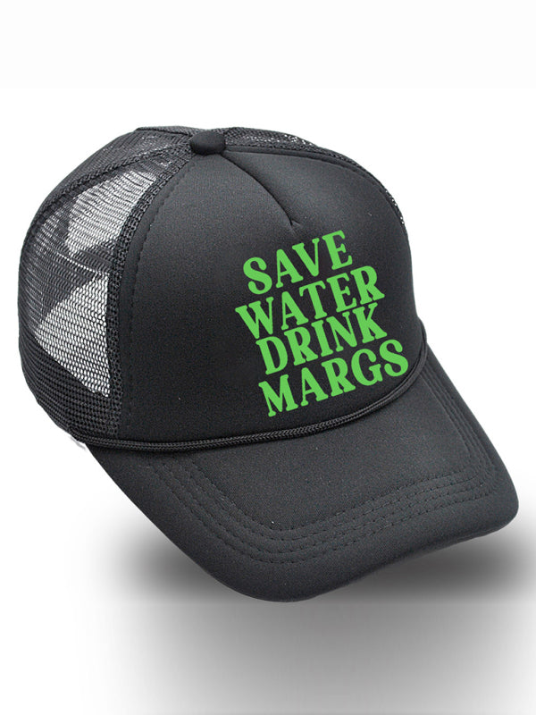 Blue Zone Planet | Save Water Drink Margs printed baseball cap trucker hat-TOPS / DRESSES-[Adult]-[Female]-Black-FREESIZE-2022 Online Blue Zone Planet