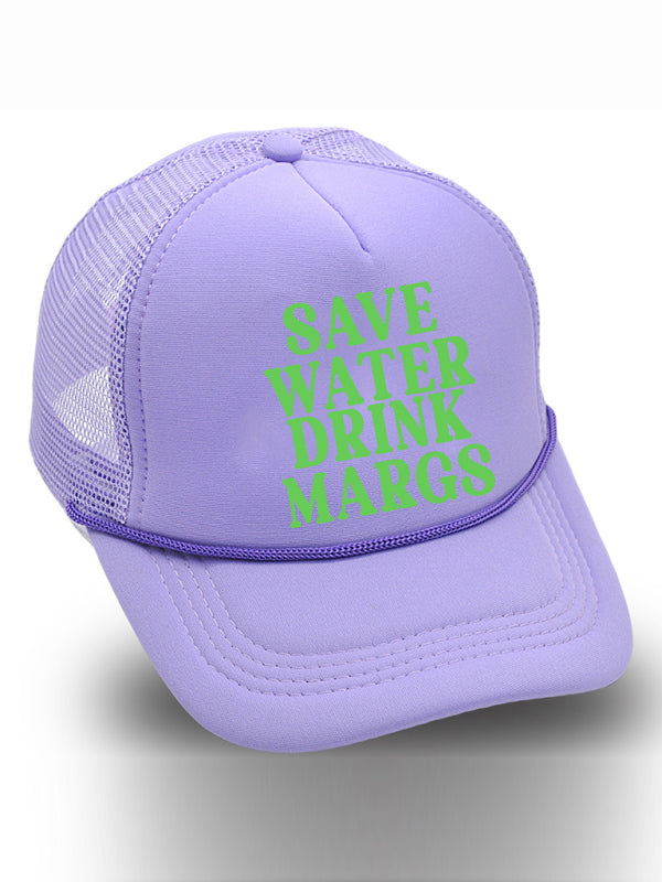 Blue Zone Planet | Save Water Drink Margs printed baseball cap trucker hat-TOPS / DRESSES-[Adult]-[Female]-Purple-FREESIZE-2022 Online Blue Zone Planet