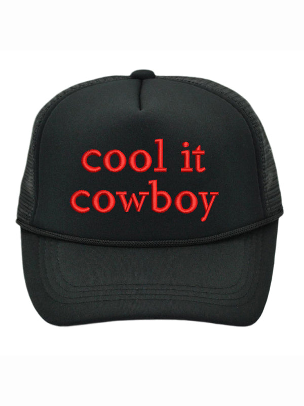 Blue Zone Planet | Cool It Cowboy Letter Sponge Mesh Cap Casual Peaked Cap Sun Protection Baseball Cap-TOPS / DRESSES-[Adult]-[Female]-Black-FREESIZE-2022 Online Blue Zone Planet