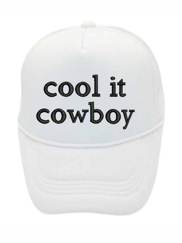 Blue Zone Planet | Cool It Cowboy Letter Sponge Mesh Cap Casual Peaked Cap Sun Protection Baseball Cap-TOPS / DRESSES-[Adult]-[Female]-White-FREESIZE-2022 Online Blue Zone Planet