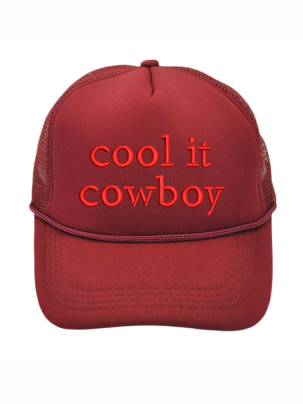 Blue Zone Planet | Cool It Cowboy Letter Sponge Mesh Cap Casual Peaked Cap Sun Protection Baseball Cap-TOPS / DRESSES-[Adult]-[Female]-Wine Red-FREESIZE-2022 Online Blue Zone Planet
