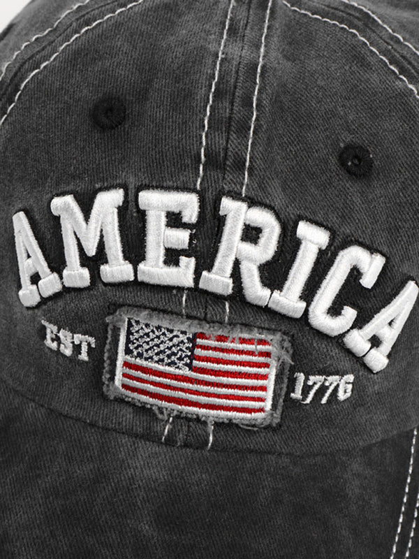Denim embroidered vintage American flag baseball cap kakaclo