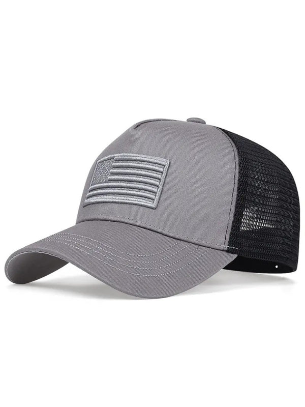 New American Flag Camouflage/Solid Color Baseball Cap-[Adult]-[Female]-Grey-FREESIZE-2022 Online Blue Zone Planet