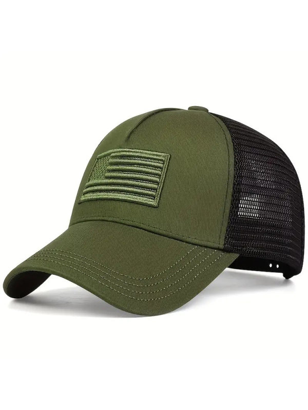 New American Flag Camouflage/Solid Color Baseball Cap-[Adult]-[Female]-Green-FREESIZE-2022 Online Blue Zone Planet