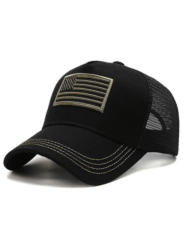 New American Flag Camouflage/Solid Color Baseball Cap-[Adult]-[Female]-Pitch-black-FREESIZE-2022 Online Blue Zone Planet