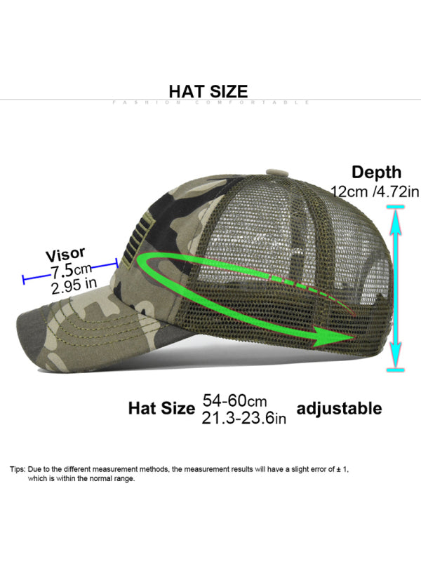 American flag embroidered camouflage cap mesh cap baseball cap visor-[Adult]-[Female]-2022 Online Blue Zone Planet