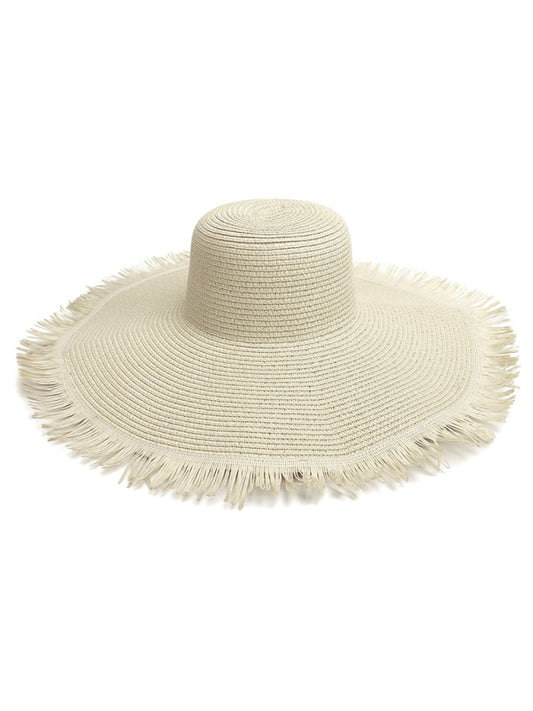 Bohemian Wide Brimmed Beach Hat-HATS-[Adult]-[Female]-White-FREESIZE-2022 Online Blue Zone Planet