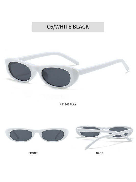 oval sunglasses and versatile macaron color sunglasses-[Adult]-[Female]-White-FREESIZE-2022 Online Blue Zone Planet