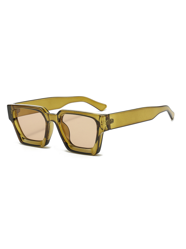 thick frame sunglasses trendy square frame sunglasses-[Adult]-[Female]-Olive green-FREESIZE-2022 Online Blue Zone Planet
