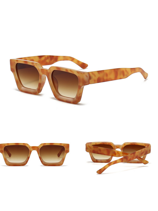 thick frame sunglasses trendy square frame sunglasses-[Adult]-[Female]-Brown-FREESIZE-2022 Online Blue Zone Planet