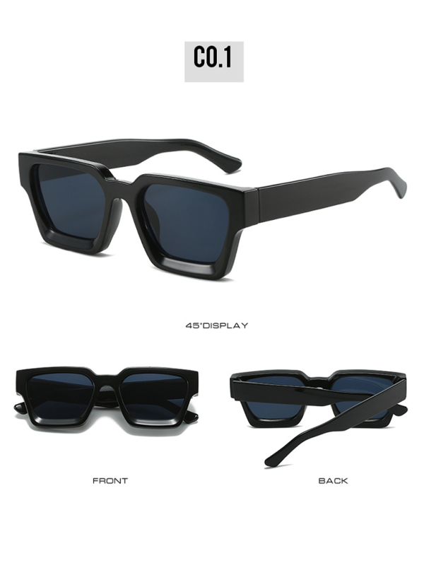 thick frame sunglasses trendy square frame sunglasses-[Adult]-[Female]-Black-FREESIZE-2022 Online Blue Zone Planet