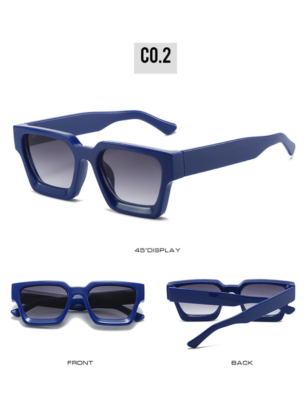 thick frame sunglasses trendy square frame sunglasses-[Adult]-[Female]-Purplish blue navy-FREESIZE-2022 Online Blue Zone Planet