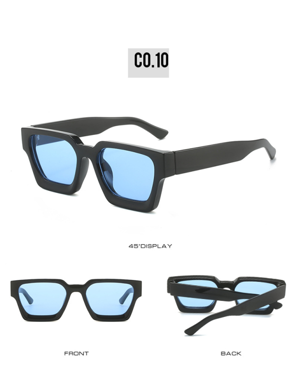 thick frame sunglasses trendy square frame sunglasses-[Adult]-[Female]-Clear blue-FREESIZE-2022 Online Blue Zone Planet