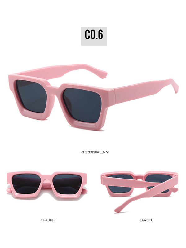 thick frame sunglasses trendy square frame sunglasses-[Adult]-[Female]-Pink-FREESIZE-2022 Online Blue Zone Planet