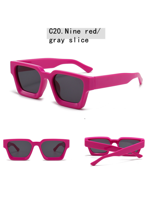 thick frame sunglasses trendy square frame sunglasses-[Adult]-[Female]-Rose-FREESIZE-2022 Online Blue Zone Planet