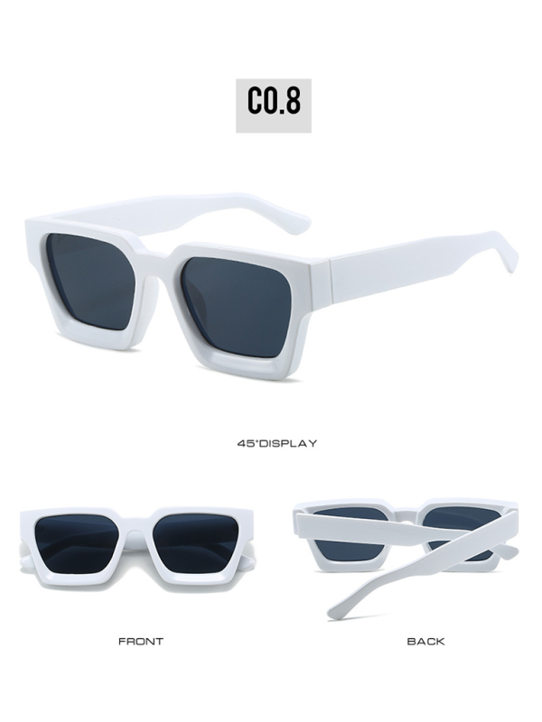 thick frame sunglasses trendy square frame sunglasses-[Adult]-[Female]-White-FREESIZE-2022 Online Blue Zone Planet