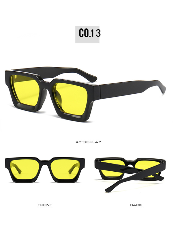 thick frame sunglasses trendy square frame sunglasses-[Adult]-[Female]-Yellow-FREESIZE-2022 Online Blue Zone Planet