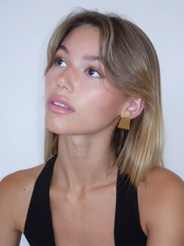 Blue Zone Planet | Striped trapezoidal earrings with special lines-Earrings-[Adult]-[Female]-2022 Online Blue Zone Planet