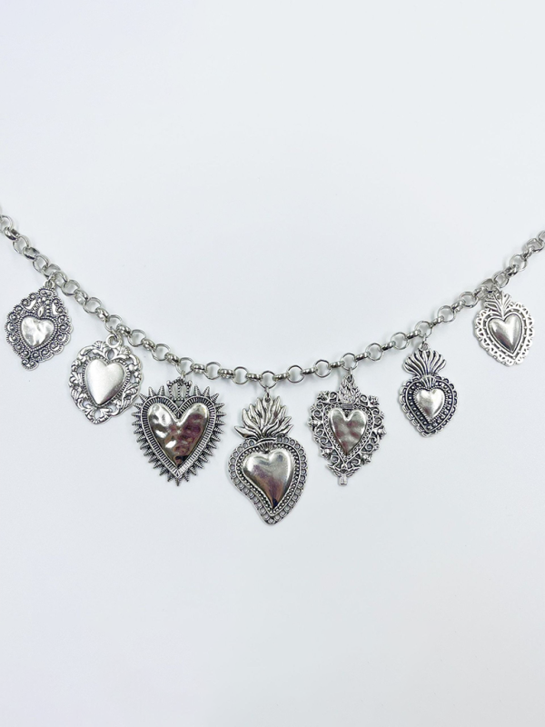 Blue Zone Planet | Multiple Sacred Heart Pendant Necklace Silver Chain Personalized Design Female Jewelry-TOPS / DRESSES-[Adult]-[Female]-Silver-FREESIZE-2022 Online Blue Zone Planet